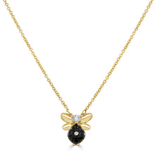 Load image into Gallery viewer, 14k Gold Black &amp; White Bumble Bee Necklace