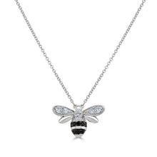 Load image into Gallery viewer, 14K Gold Black &amp; White Diamond Bumble Bee Necklace