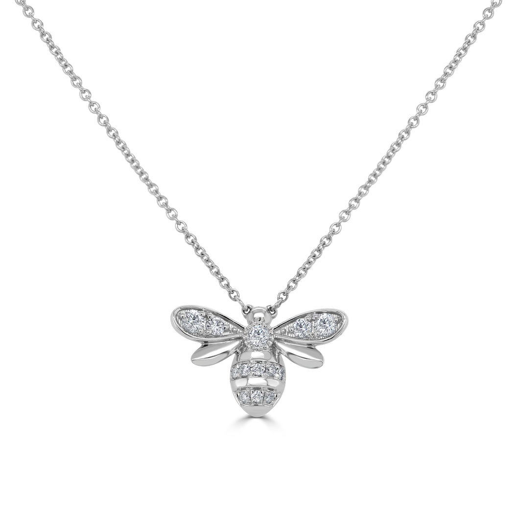14k Gold & Diamond Bumble Bee Necklace