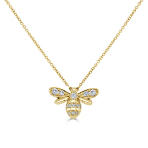 14k Gold & Diamond Bumble Bee Necklace