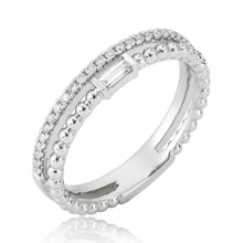 Load image into Gallery viewer, 18k Gold &amp; Baguette Diamond Beaded Double Row Ring