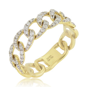 18k Gold & Diamond Link Chain Ring