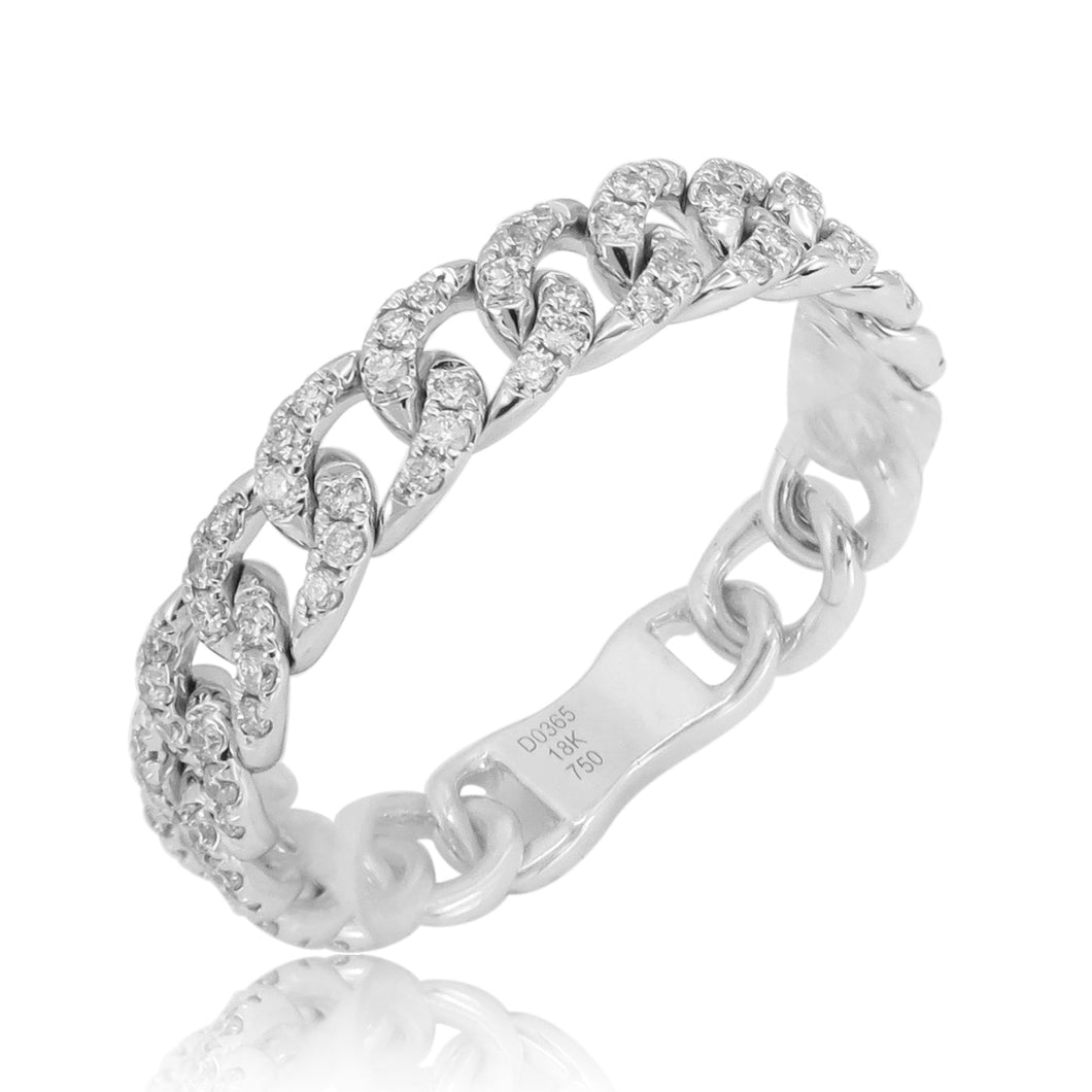 18k Gold & Diamond Link Chain Ring