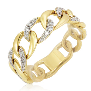 14k Gold & Diamond Chain Link Ring