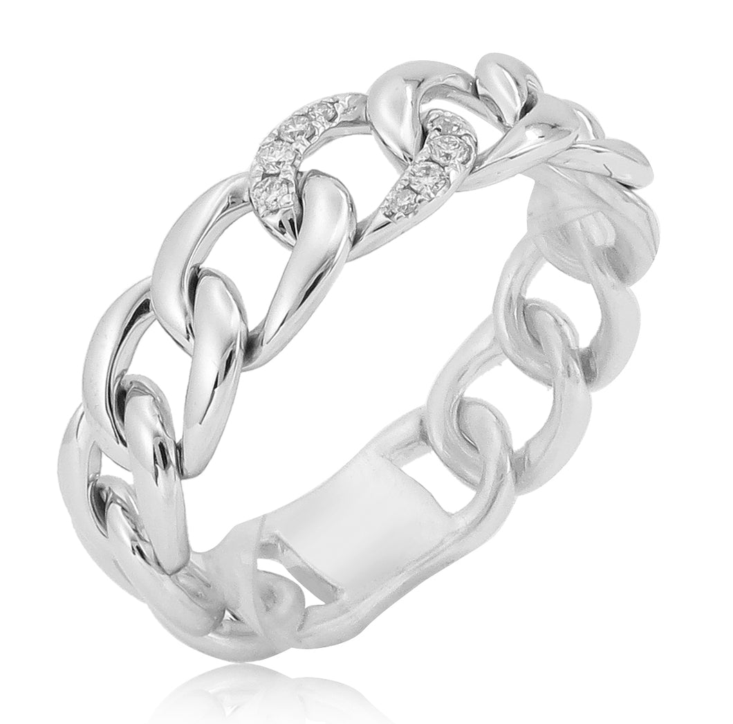 14k Gold & Diamond Link Chain  Ring