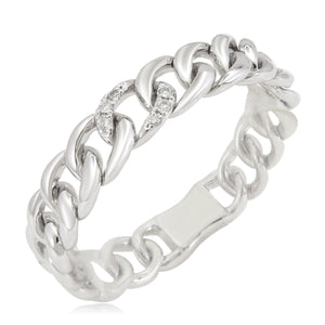 14k Gold & Diamond Link Chain Ring