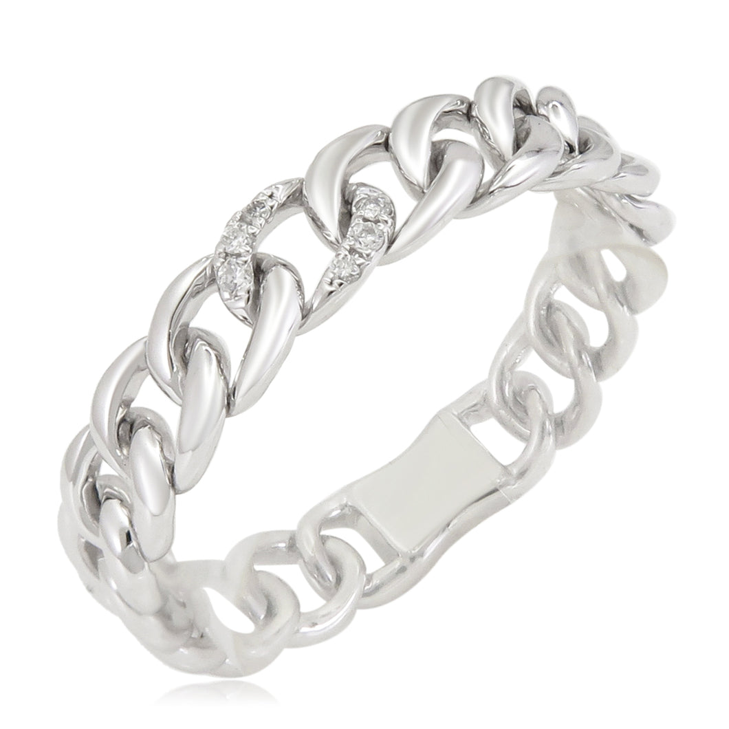 14k Gold & Diamond Link Chain Ring