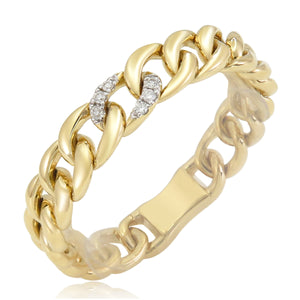 14k Gold & Diamond Link Chain Ring