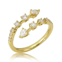 Load image into Gallery viewer, 18k Gold Round &amp; Pear-Shape Diamond Open Wrap Ring