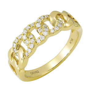 18k Gold & Diamond Link Ring