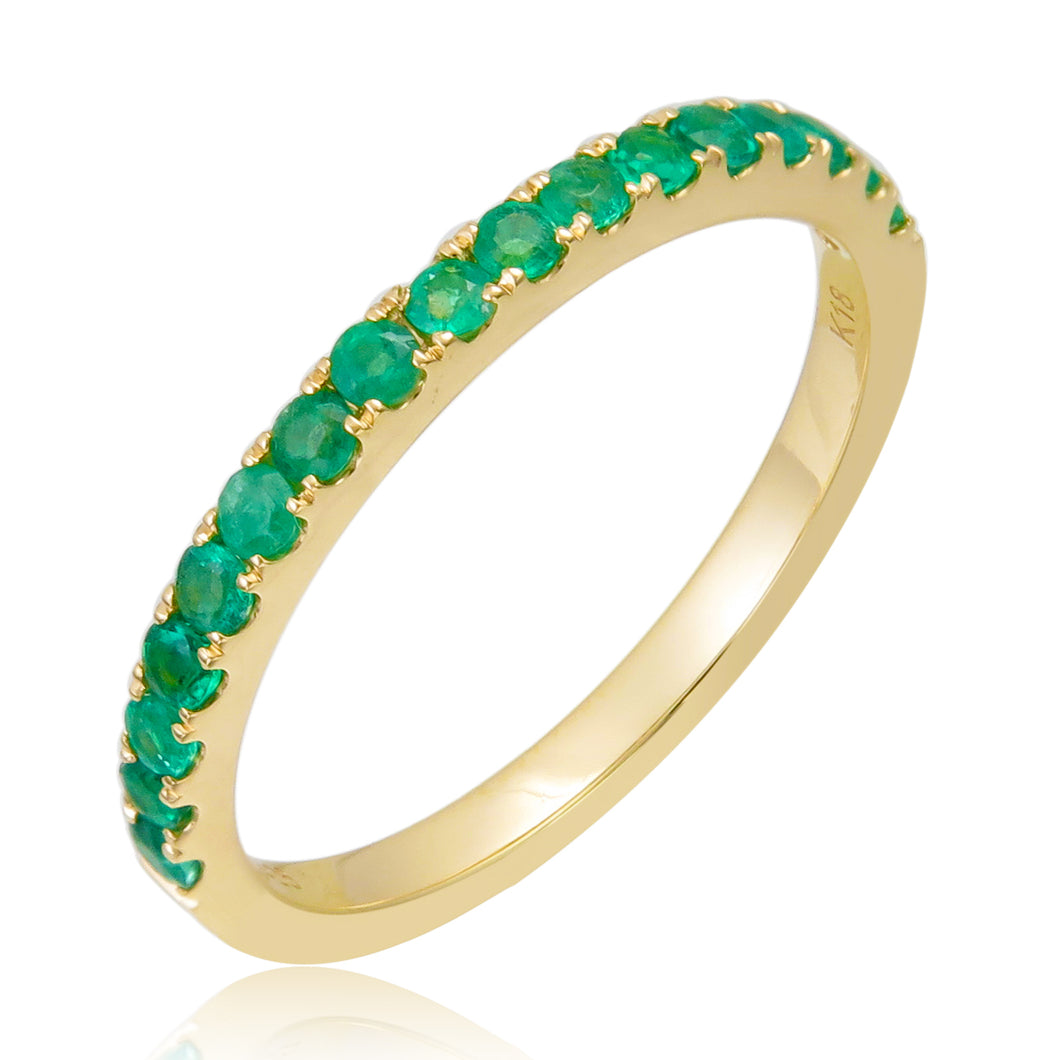 18k Gold & Green Emerald Stackable Ring