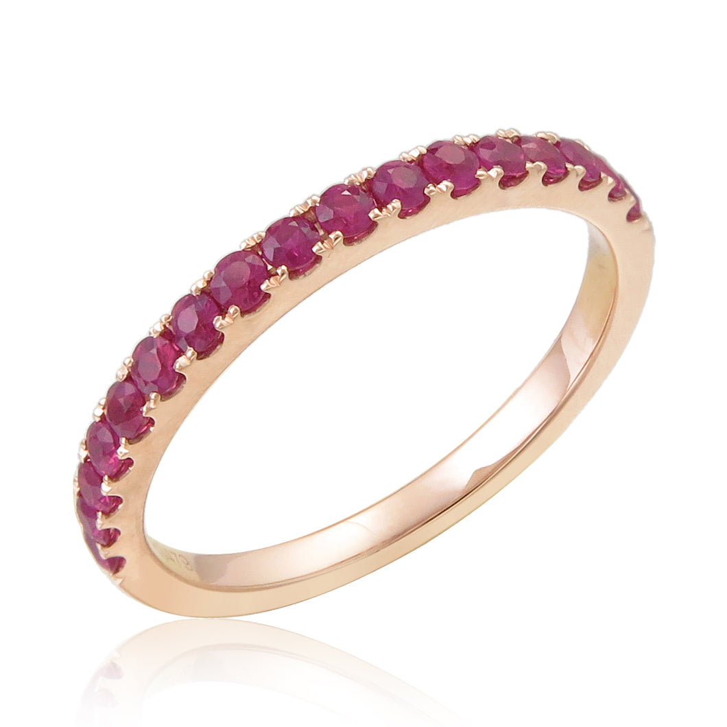 18k Gold & Red Ruby Stackable Ring