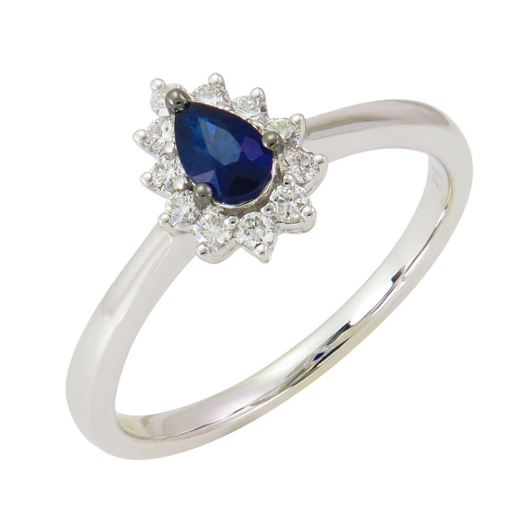18k Gold Pear-Shaped Sapphire & Diamond Ring