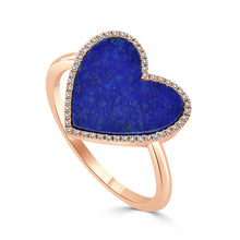 Load image into Gallery viewer, 14k Gold Diamond &amp; Lapis Heart Ring