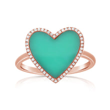 Load image into Gallery viewer, 14k Gold Diamond &amp; Turquoise Heart Ring