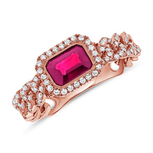 Load image into Gallery viewer, 14k Gold Pink Sapphire &amp; Diamond Link Ring