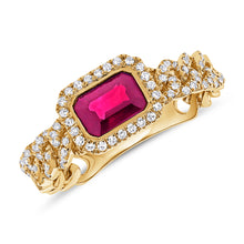 Load image into Gallery viewer, 14k Gold Pink Sapphire &amp; Diamond Link Ring