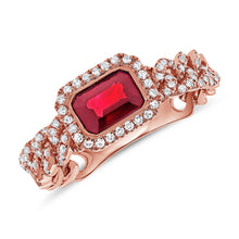 Load image into Gallery viewer, 14k Gold Ruby &amp; Diamond Link Ring
