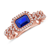 14k Gold Sapphire & Diamond Link Ring