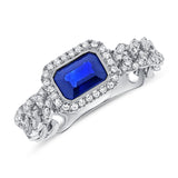 14k Gold Sapphire & Diamond Link Ring