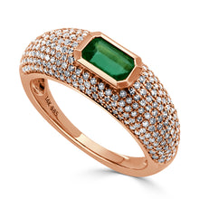 Load image into Gallery viewer, 14k Gold Green Emerald &amp; Diamond Ring