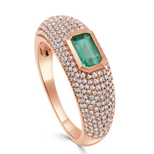 Load image into Gallery viewer, 14k Gold Green Emerald &amp; Diamond Ring