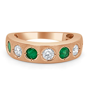 14k Gold Green Emerald & Diamond Ring