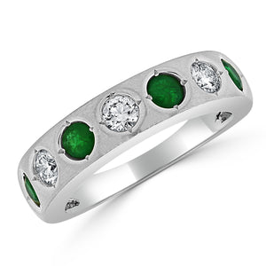 14k Gold Green Emerald & Diamond Ring