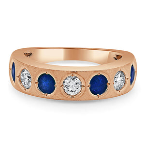 14k Gold Blue Sapphire & Diamond Ring