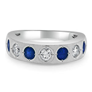 14k Gold Blue Sapphire & Diamond Ring