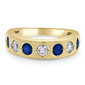 14k Gold Blue Sapphire & Diamond Ring