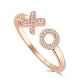 14K Gold & Diamond Open XO Ring - 0.09ct