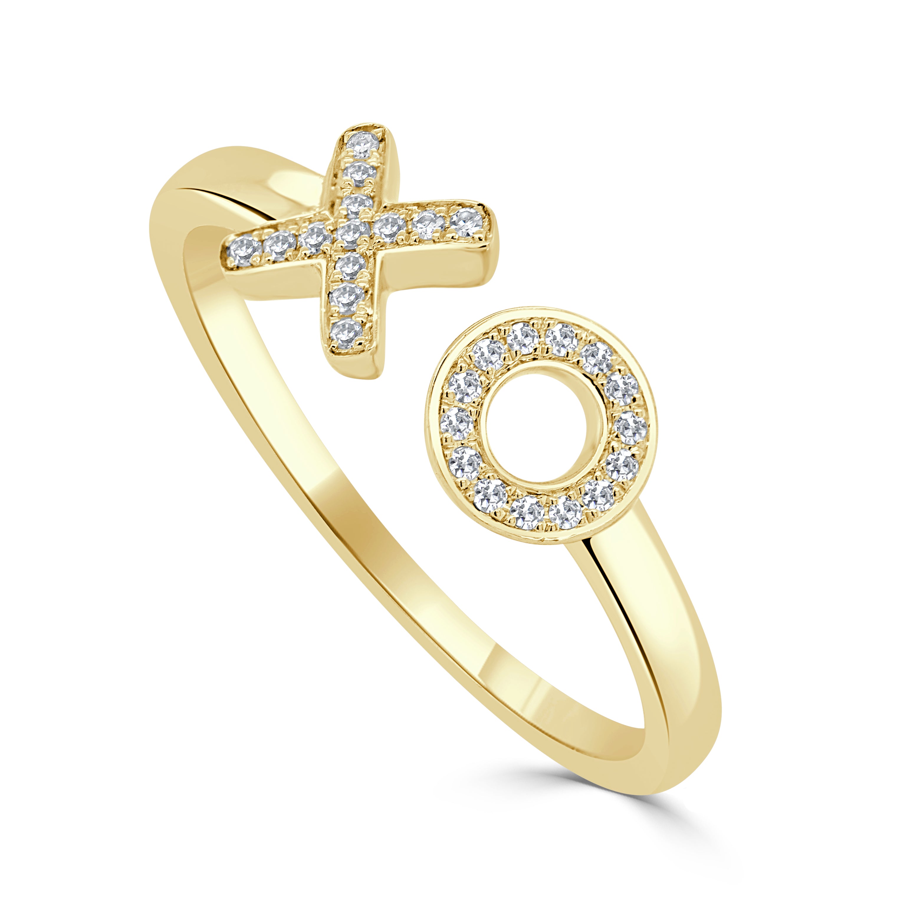 14K Gold & Diamond Open XO Ring - 0.09ct
