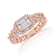 Load image into Gallery viewer, 14k Gold &amp; Baguette Diamond Link Ring