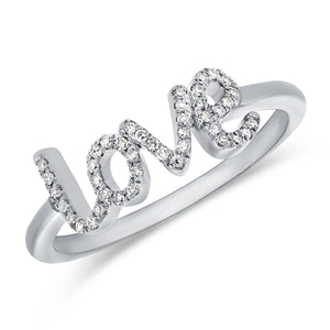 14k Gold & Diamond Script Love Ring