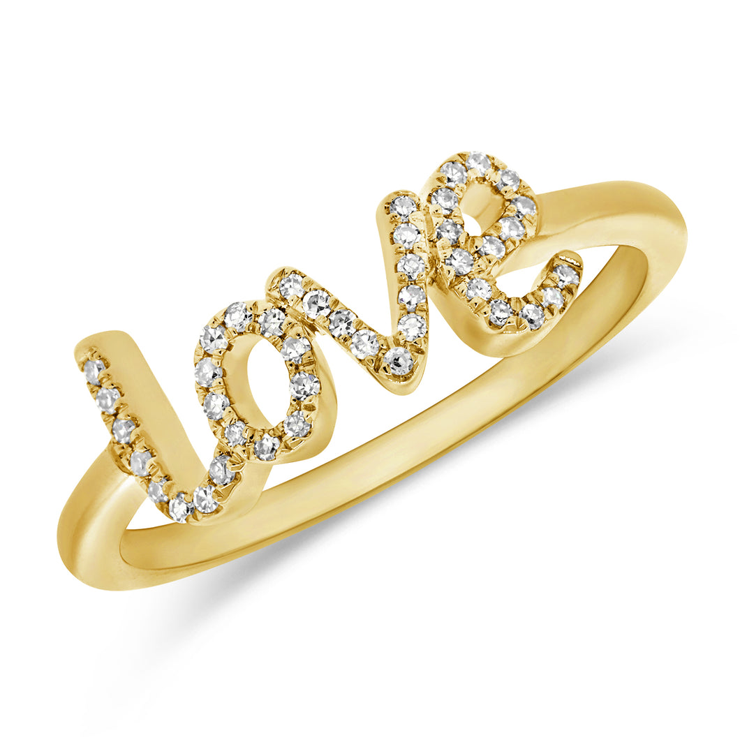 14k Gold & Diamond Script Love Ring