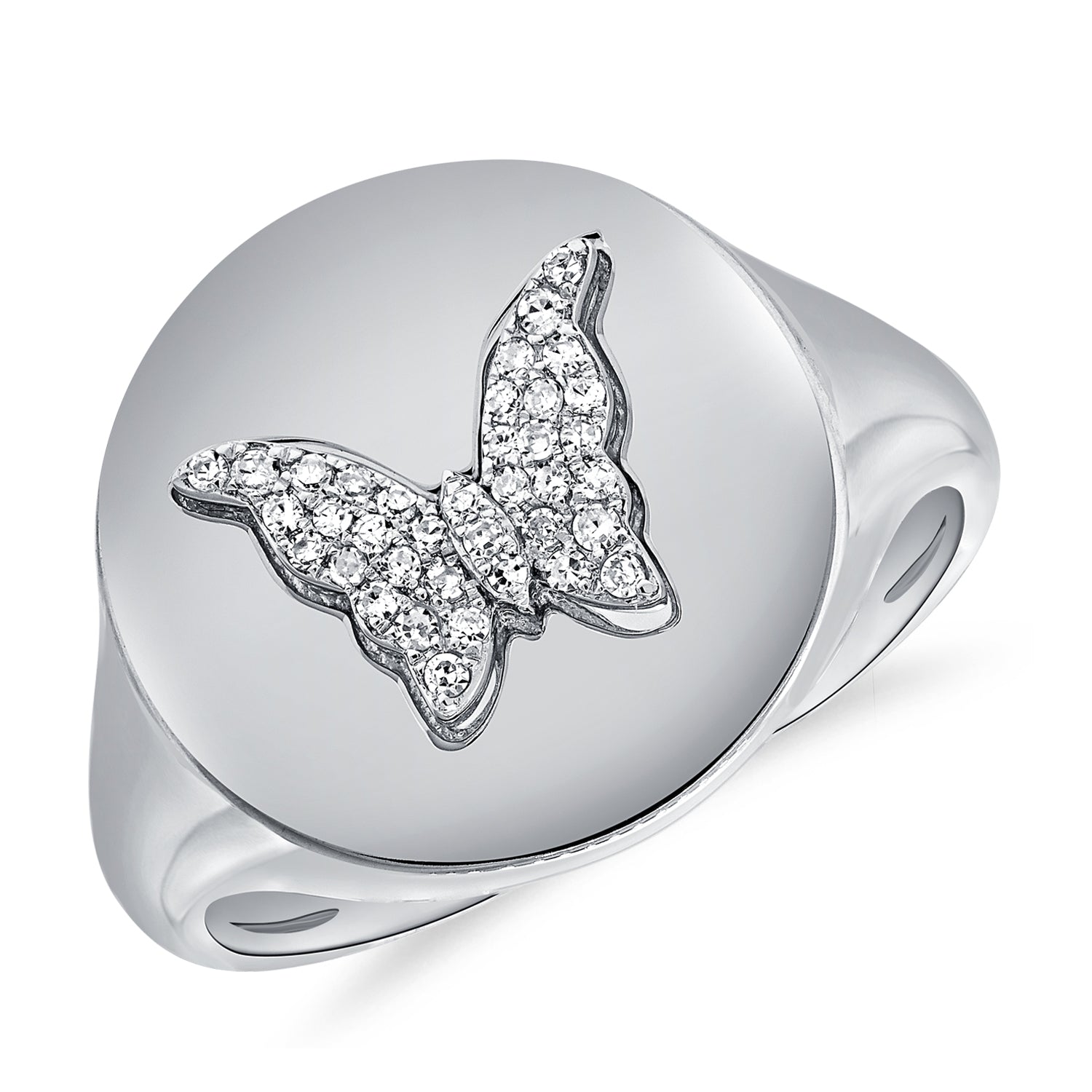 14k Gold & Diamond Butterfly Signet Ring – Sabrina Design