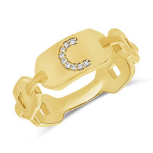 Load image into Gallery viewer, 14k Gold &amp; Diamond Initial Link Ring