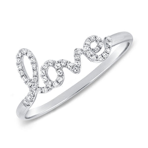 14k Gold & Diamond Script Love Ring