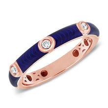 Load image into Gallery viewer, 14k Gold &amp; Diamond Lapis Enamel Ring