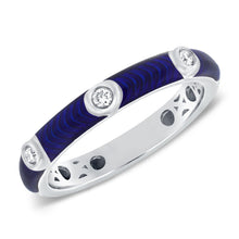 Load image into Gallery viewer, 14k Gold &amp; Diamond Lapis Enamel Ring