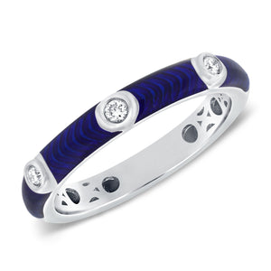 14k Gold & Diamond Lapis Enamel Ring