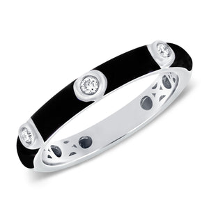 14k Gold & Diamond Black Enamel Ring