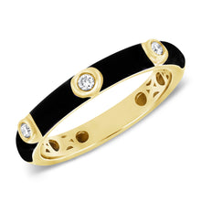 Load image into Gallery viewer, 14k Gold &amp; Diamond Black Enamel Ring