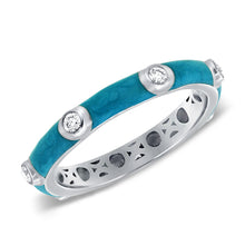 Load image into Gallery viewer, 14k Gold &amp; Diamond Turquoise Enamel Ring