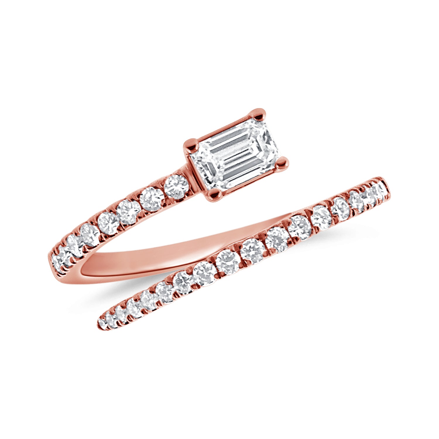 14K Gold & Emerald-Cut Diamond Wrap Ring - 0.30ct
