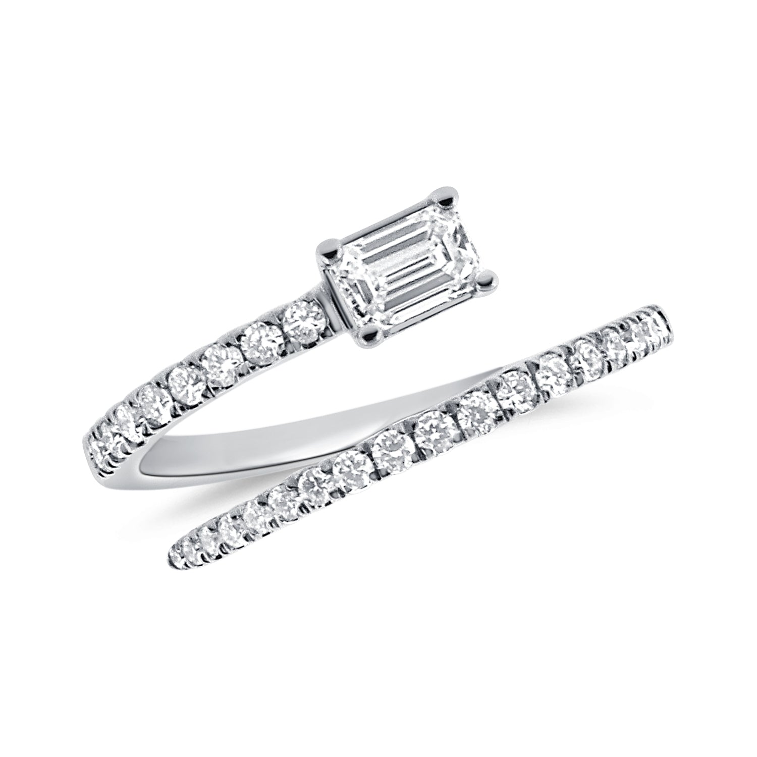 14K Gold & Emerald-Cut Diamond Wrap Ring - 0.30ct