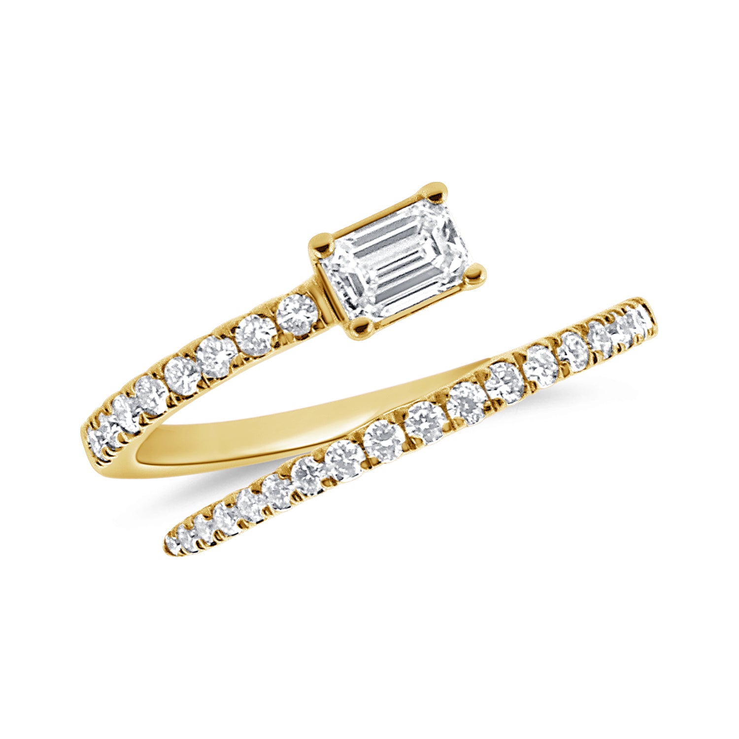 14K Gold & Emerald-Cut Diamond Wrap Ring - 0.30ct