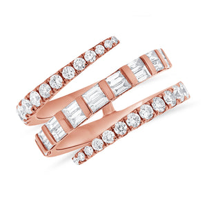 14K Gold Diamond Baguette Wrap Ring