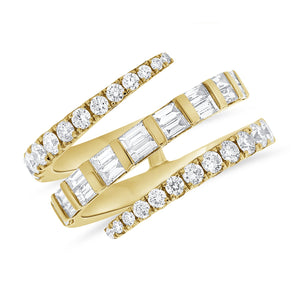 14K Gold Diamond Baguette Wrap Ring